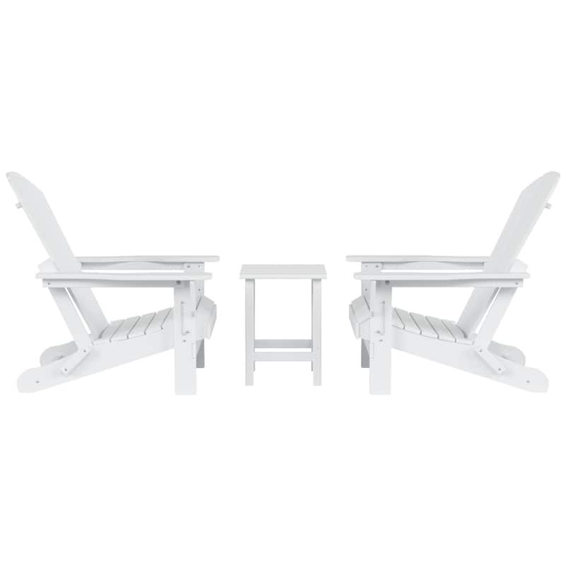 Polytrends Laguna Hdpe All Weather Outdoor Patio Foldable Adirondack Chairs With Side Table (3-Piece Set)
