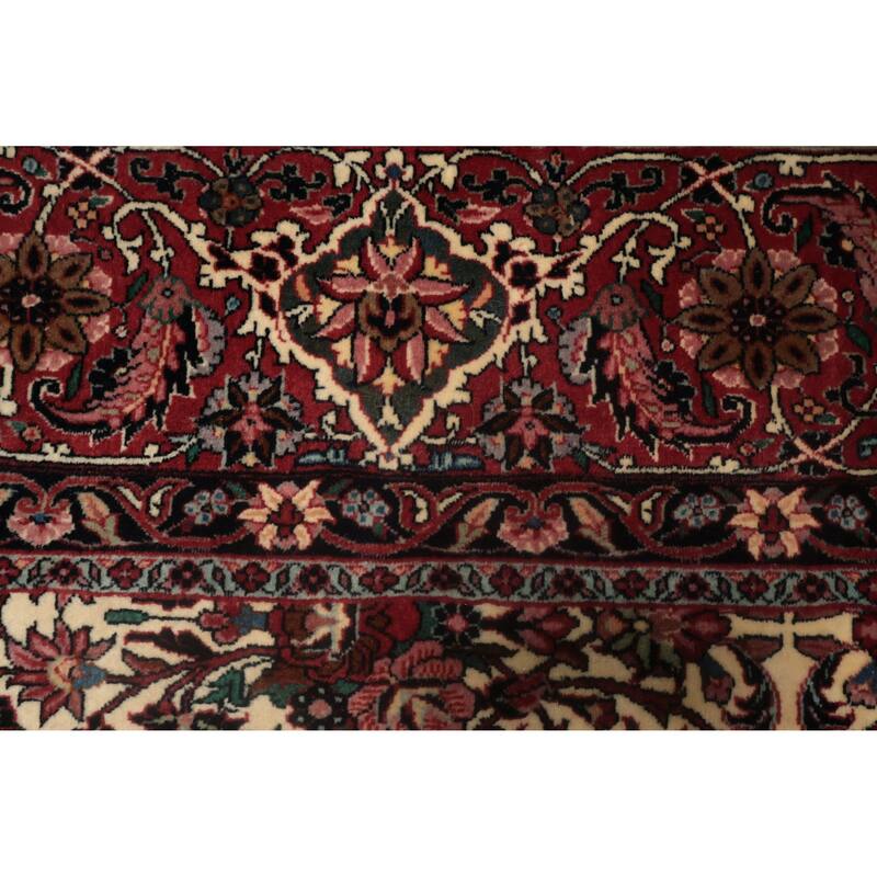 Hand Knotted Oriental 100% Wool Carpet Traditional All-Over Beige & Ivories Bidjar Area Rug - 13' 5'' X 9' 10''