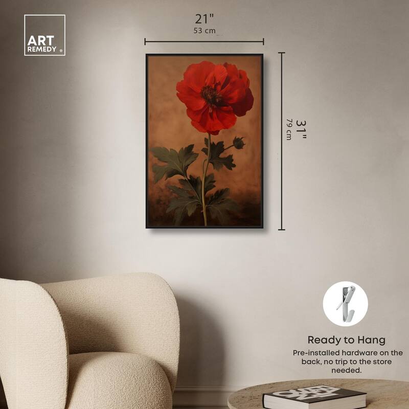Flourish in Red II Canvas by Art Remedy
