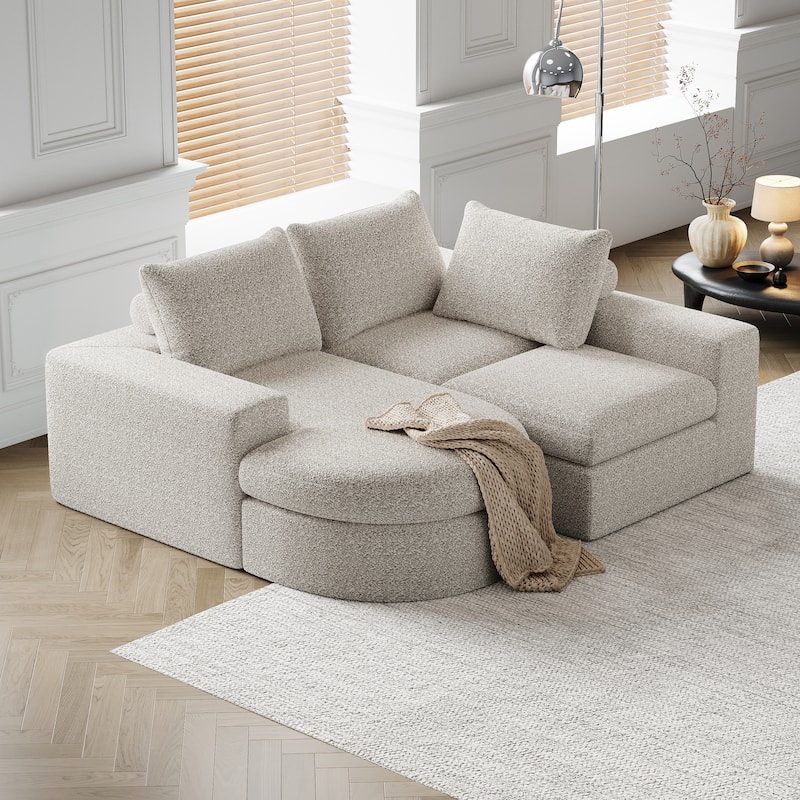 Roomfitters 99" Modern Chenille Cloud Curved Sectional Sofa with Chaise, L-Shaped Couch, for Living Room or Apartment