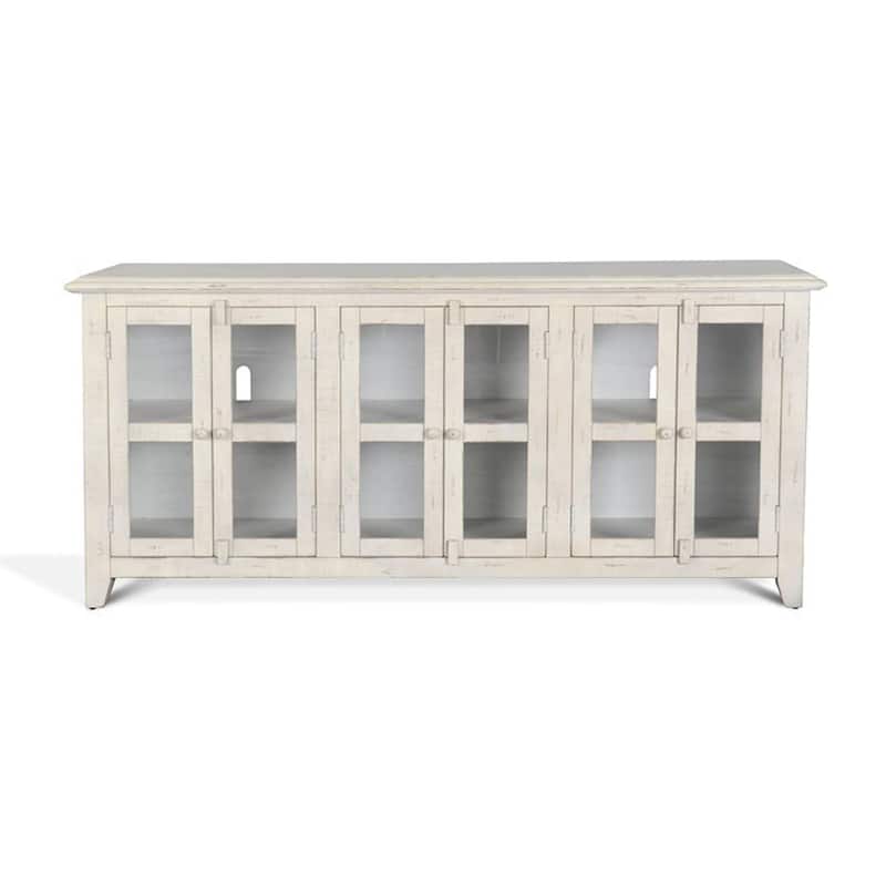 Rena TV Media Entertainment Console with Shelves, 70 Inch Rustic White