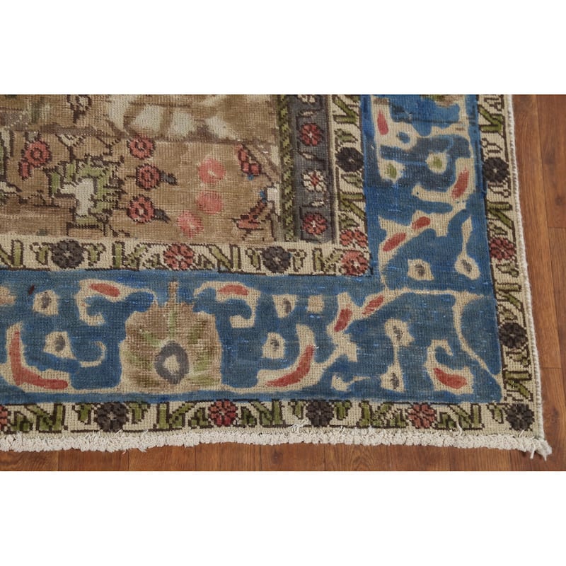 Blue Tabriz Persian Vintage Area Rug Handmade Bedroom Wool Carpet - 6'2"x 9'9"