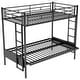 preview thumbnail 8 of 10, Black Twin over Full Metal Bunk Bed with Fence and Multi-Function Design