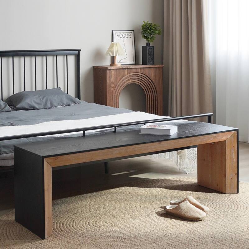 59in Modern Wood Bench - Rustic Design