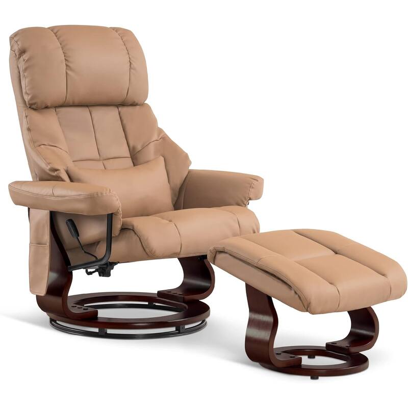 MCombo Recliner Chair with Ottoman Vibration Massag Faux Leather 9068