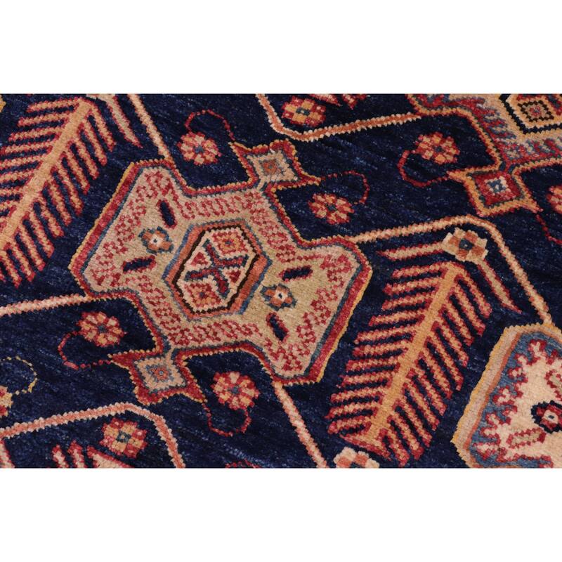 Rustic Super Kazak Thalia Blue/Multi Hand Knotted Wool Rug - 5'8'' x 7'6''