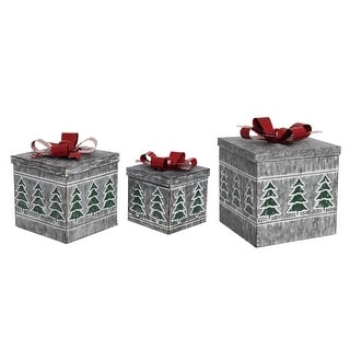 Transpac Metal 10 in. Cream Christmas Tree Gift Nesting Box Set of 3 ...