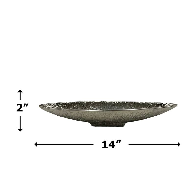 14 Inch Wide Decorative Handmade Aluminum Modern Tray - 14 x 3 x 2 in