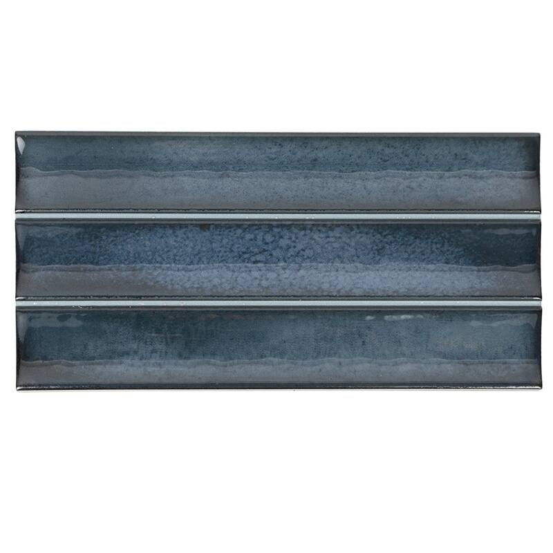The Tile Life Sakura Fluted 4.5x9 Porcelain Wall Tile - 4.5 x 4.5 Sample - Blue Night