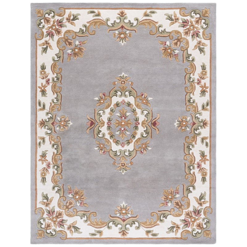 SAFAVIEH Handmade Aubusson Hale Traditional Wool Rug. - 8' x 10' - Grey/Ivory