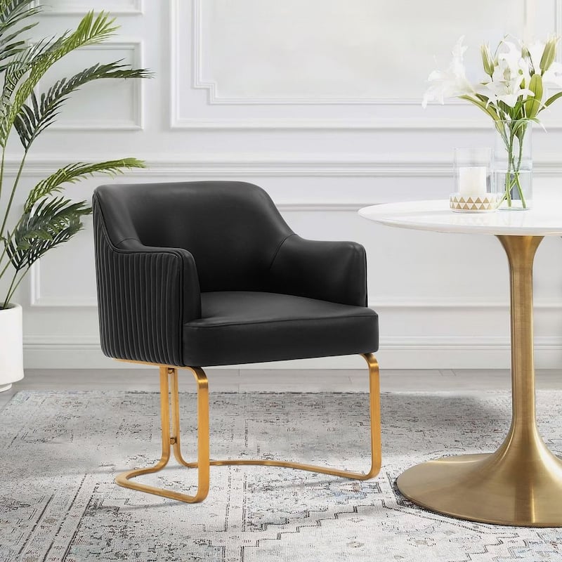 Manhattan Comfort Modern Edra Leatherette Dining Armchair - Black - Single