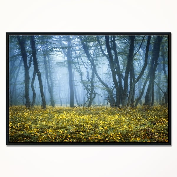 Designart Mysterious Forest Fog Everywhere Landscape Photography Framed Canvas Print Overstock
