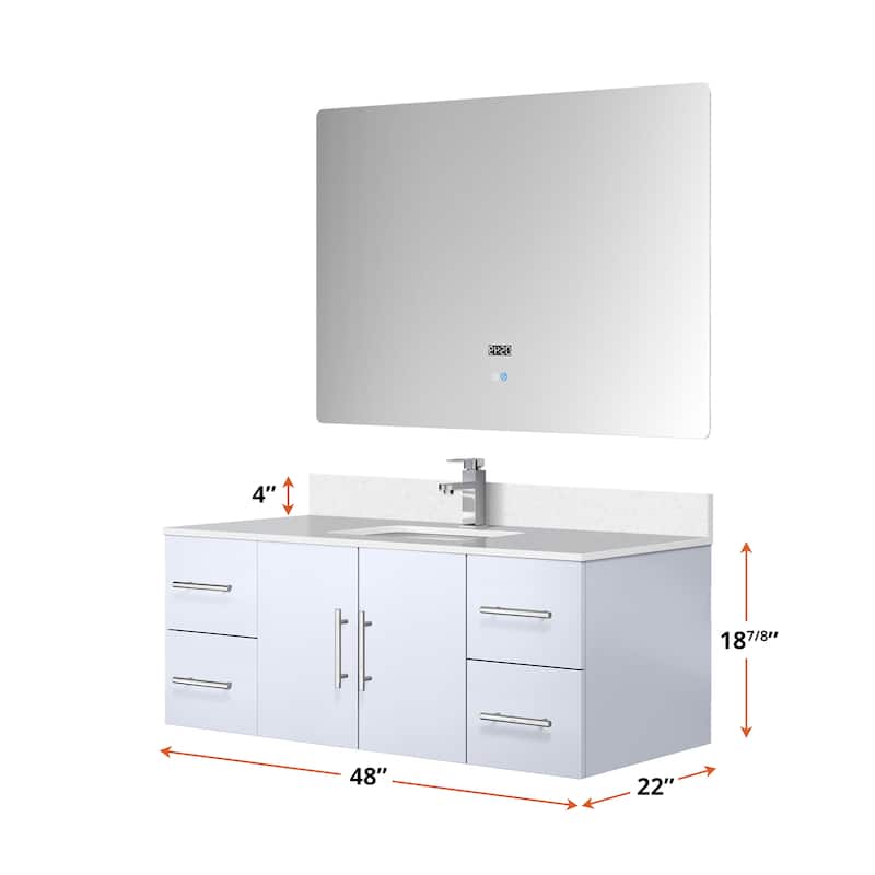 Geneva 48 in. W x 22 in. D Dark Grey Bath Vanity and Cultured Marble Top