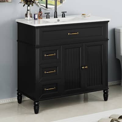 Christopher Knight Home Yvenith 36" Bathroom Vanity with Ceramic Sink - 36.00" Lx 18.5" W x 34.4" H