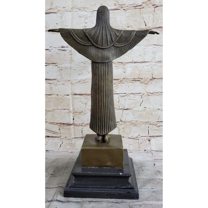 Original Milo Egyptian Princess Bronze Marble Sculpture Statue Art Deco Figurine