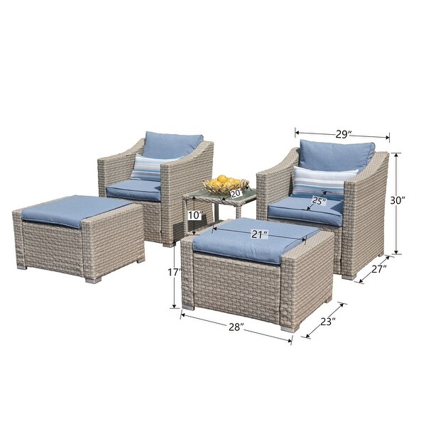 COSIEST Wicker 5-piece Outdoor Lounge Set w/ Cushions