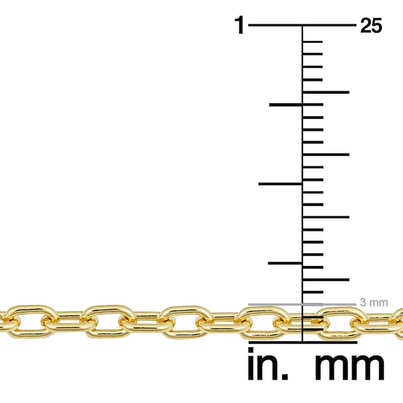 Solid 14k Yellow Gold Filled 3 mm Parallel Cable Link Chain Necklace for Men and Women