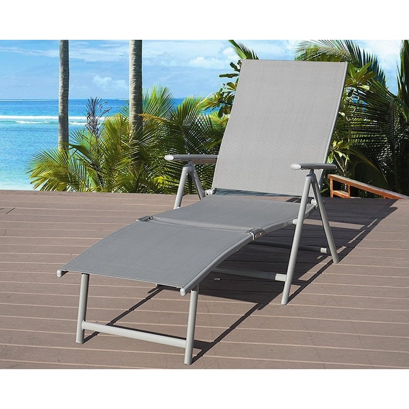 Kozyard Cozy Aluminum Beach Yard Pool Folding Reclining Adjustable Chaise Lounge Chair (1 Pack) - Grey