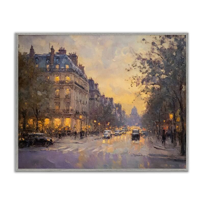 Stupell Vintage City Street View Framed Giclee Art Design By Petal Prints Design - 14 x 11 - Grey