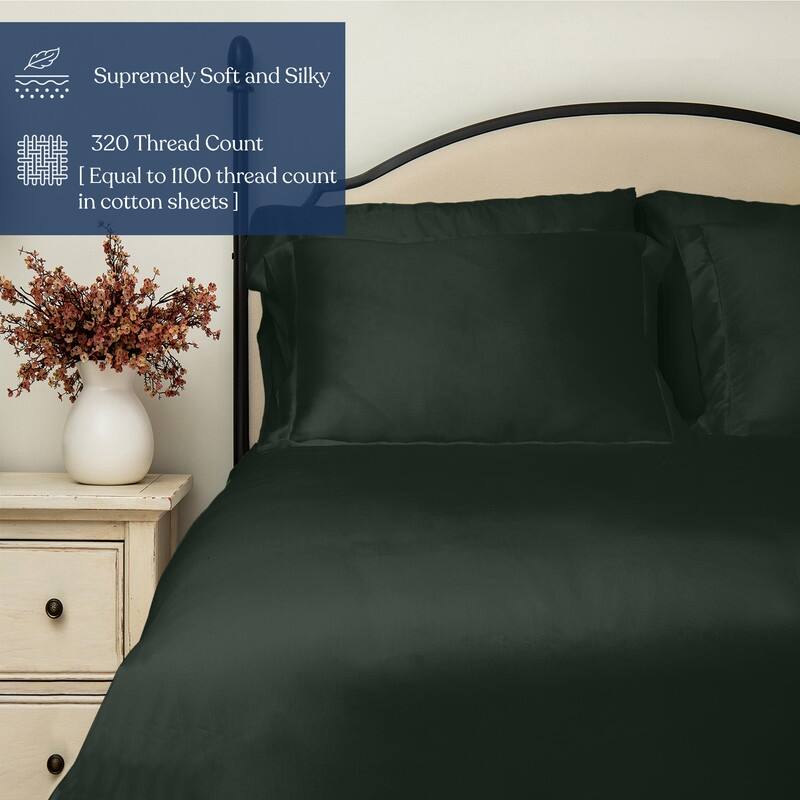 Delara 100% Eucalyptus Lyocell Tencel Fitted Sheet & Pillowcases, Naturally Cooling, Moisture-Wicking, Smooth & Breathable