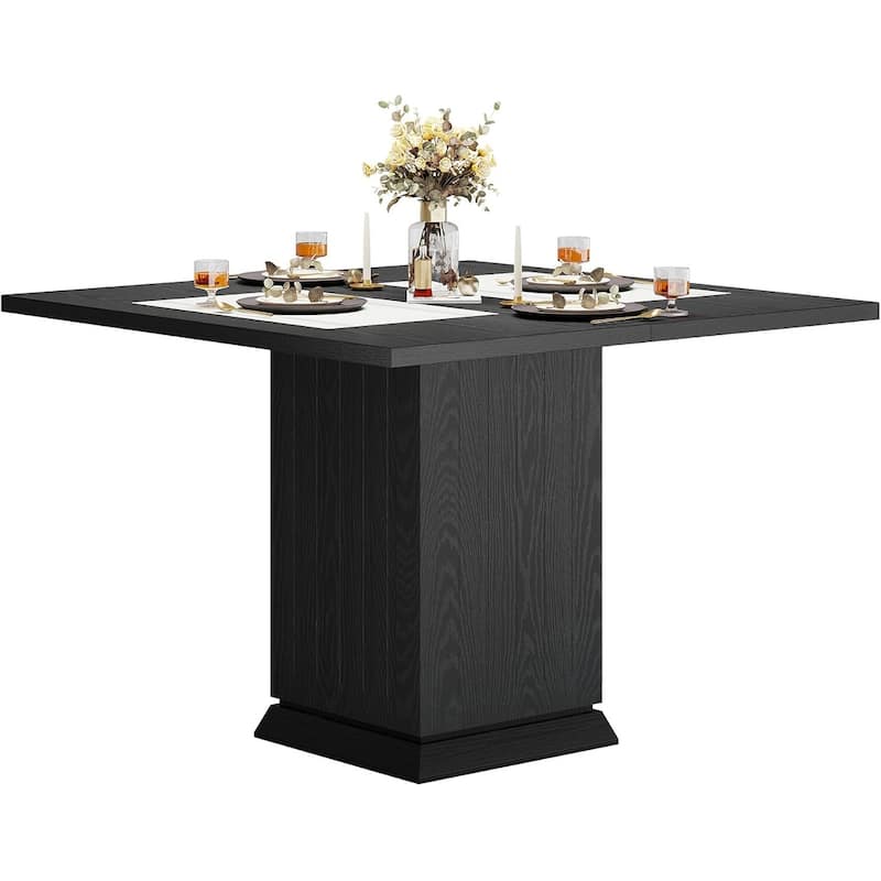 Modern Square Dining Table for 4 People Wood Table with Durable Particle Board Top - 35.43” x 35.43” x 29.53” - Black