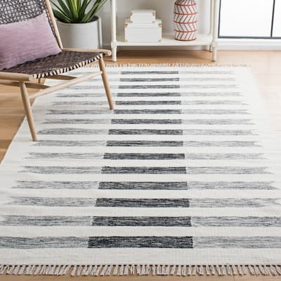 SAFAVIEH, Handmade Kilim Defne Stripe Wool Fringe Rug