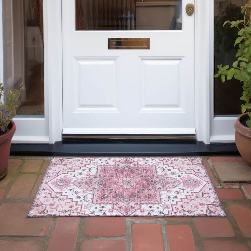 Machine Washable Indoor/ Outdoor Persian Traditional Chantille Rug