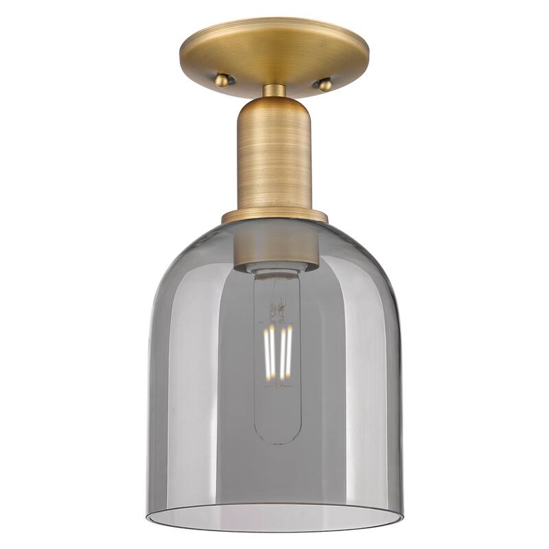 Innovations Lighting Endless Possibilities Arcadia - Bella - 1 Light 6" Semi-Flush Mount - Brushed Brass/Light Smoke