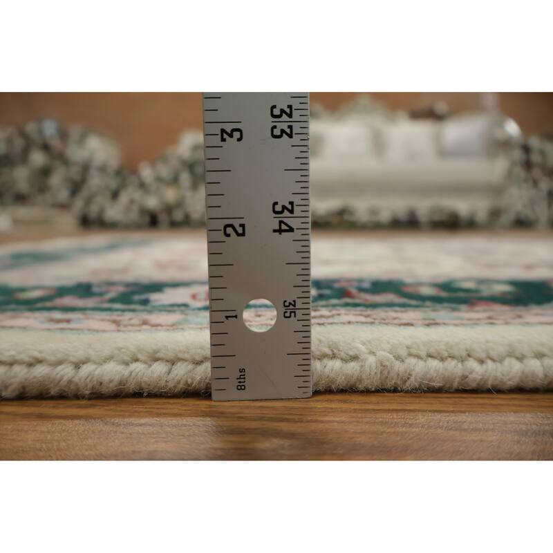 Hand Knotted Oriental 100% Wool Carpet Traditional All-Over Beige & Ivories Kashan Area Rug - 5' 1'' X 3' 0''