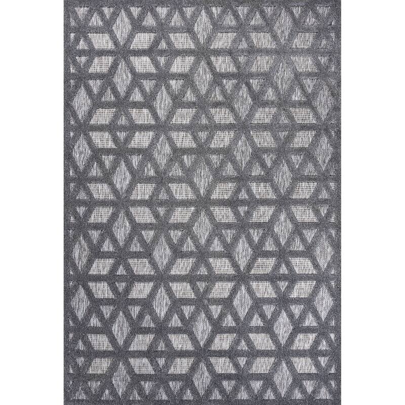 JONATHAN Y Peralta Neutral Geometric Indoor/Outdoor Area Rug - 8 X 10 - Dark Gray