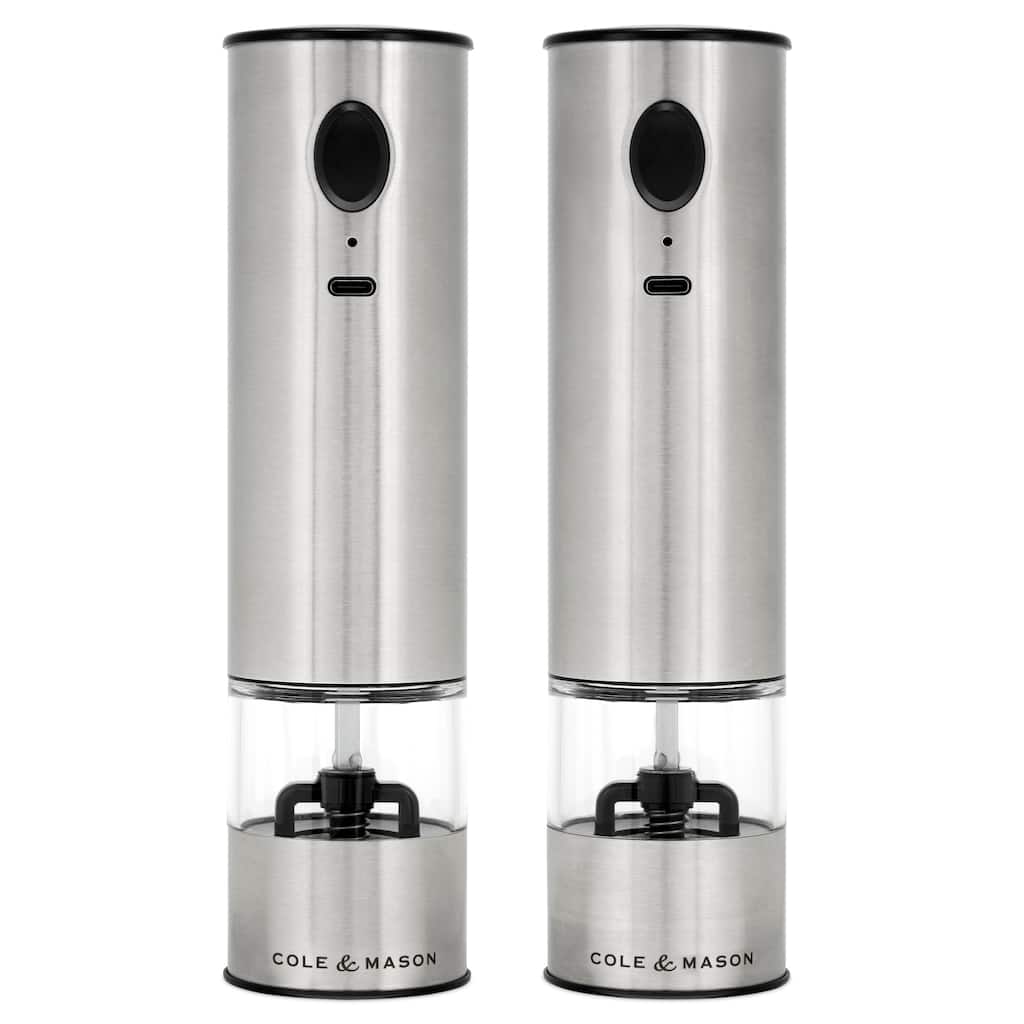 Cole & Mason Battersea Stainless Steel USB Electric Salt & Pepper Gift Set 8"