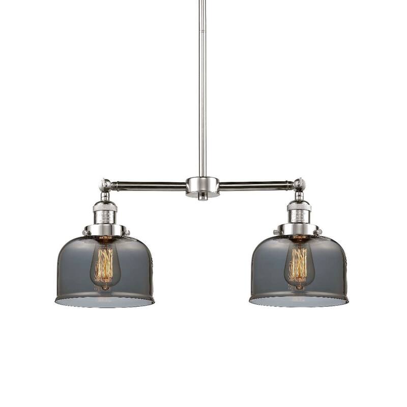 Innovations Lighting Large Bell 2 Light 24" Wide Linear Chandelier - Polished Chrome / Plated Smoked