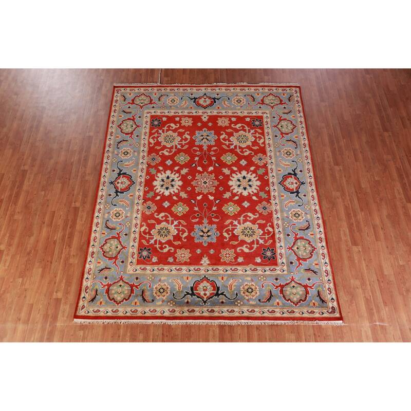 Hand Knotted Oriental 100% Wool Carpet Traditional Floral Red Heriz (serapi) Area Rug - 10' 0'' X 7' 11''