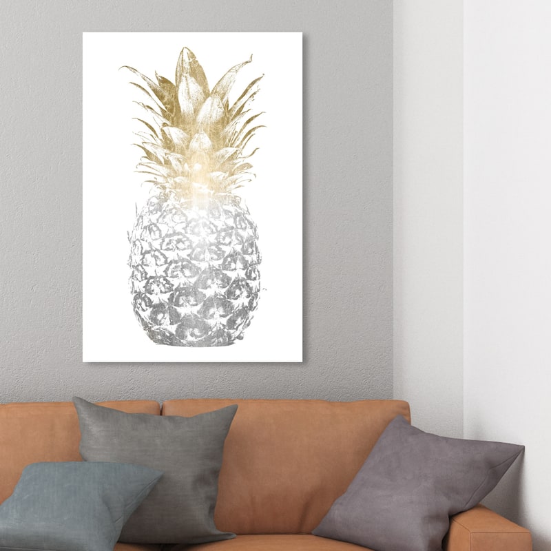 Wynwood Studio 'Pina Two Tones' Food and Cuisine Wall Art Canvas Print Fruits - Gray, Gold - 24 x 36
