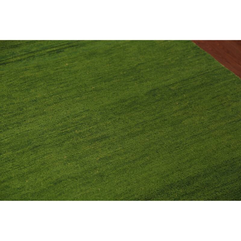 Modern Green Gabbeh Oriental Area Rug Handmade Wool Carpet - 5'4" x 7'9"