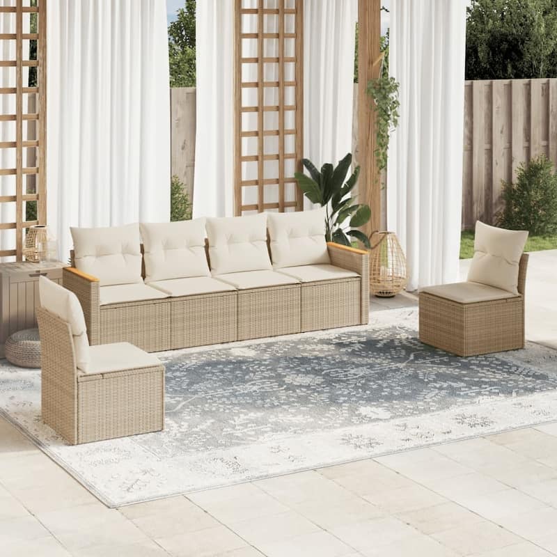 vidaXL Garden Sofa Set Black - Beige Large Without table