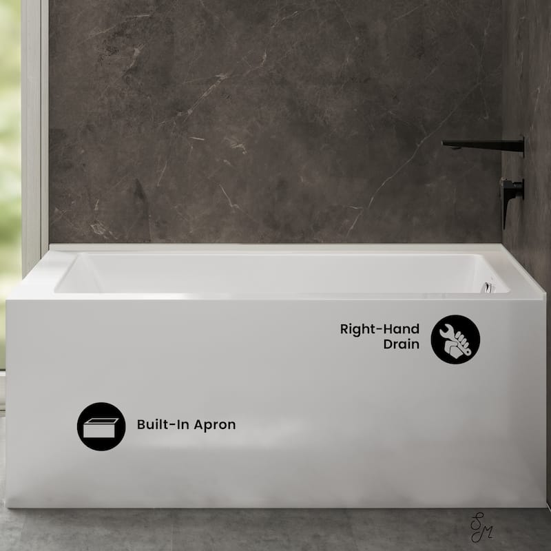 Voltaire 72 X 36 Right Drain Soaking Alcove Corner Apron Bathtub In Glossy White