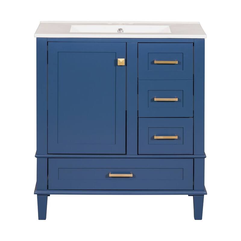 30" Bathroom Vanity With Sink, Solid Wood Bathroom Storage Cabinet