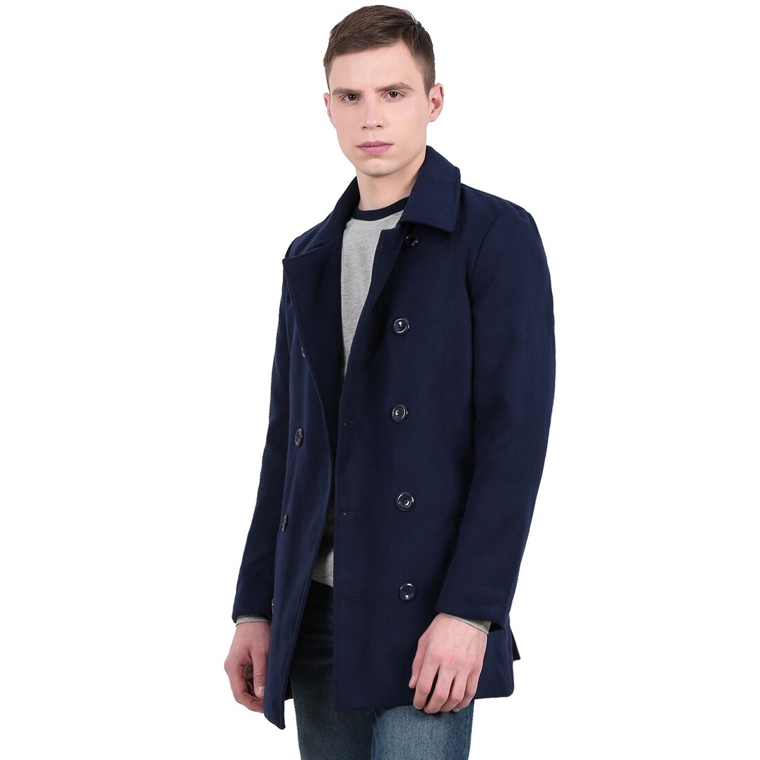 Shop Unique Bargains Men S Long Sleeve Turn Down Collar Double