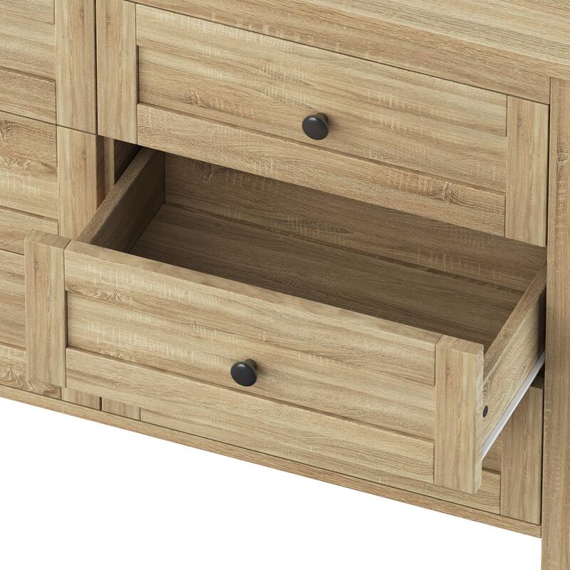 Rustic Platform Bed 3-Pieces Bedroom Sets with Storage Nightstand and Dresser, Wooden Platform Bed with Charging Station