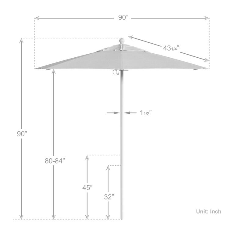 California Umbrella 75' Venture Series Patio Umbrella, White Aluminum Pole Fiberglass Ribs Push Lift Sunbrella