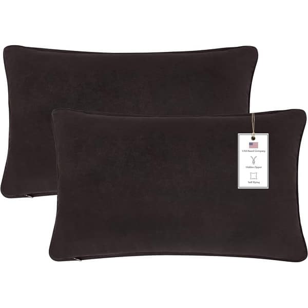 slide 2 of 7, A1HC Set of 2 Luxurious Fine Soft Velvet Throw Pillow Covers Only, For Sofas, Beds, Vibrant Colors and Hidden Zipper 12x20 Inches (Pack of 2) - Iron Grey