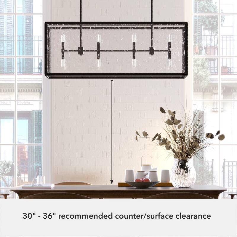 Hunter Felippe 8-Light Linear Chandelier, Kitchen Island, Dining Room, Cage, Contemporary