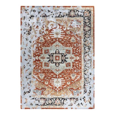 Ikat One-of-a-Kind Hand-Knotted Area Rug - Rust, 8' 10" x 12' 3" - 8' 10" x 12' 3"