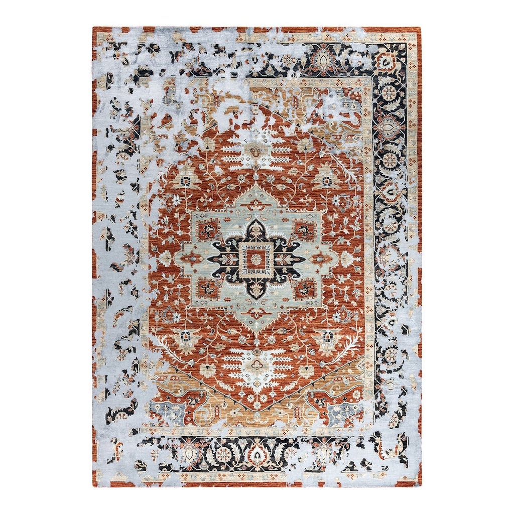 Ikat One-of-a-Kind Hand-Knotted Area Rug - Rust, 8' 10" x 12' 3" - 8' 10" x 12' 3"