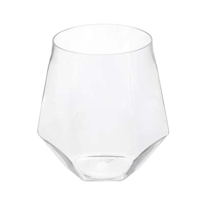 Wine Glasses 12oz PET Diamond Shape Glasses Stemless for Wine