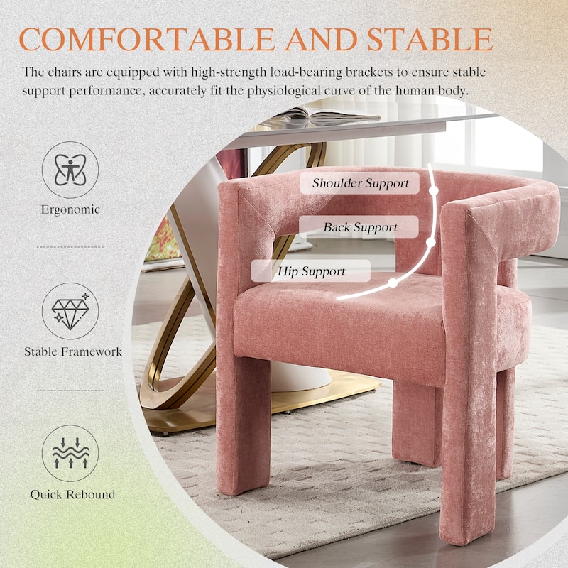 Pink Barrel Chair Side Chair Accent Chair Set of 2, Modern Reading Chair Beige Reception Chair Kitchen Chair