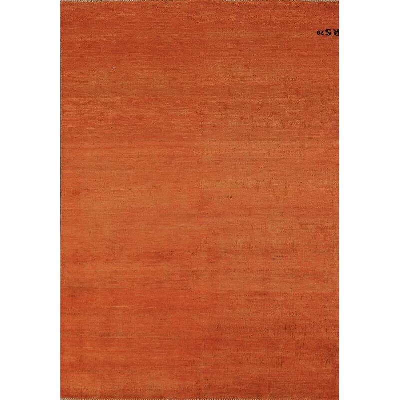 Orange Gabbeh Oriental Rug Hand-Knotted Foyer Wool Carpet - 3'4" x 4'10"