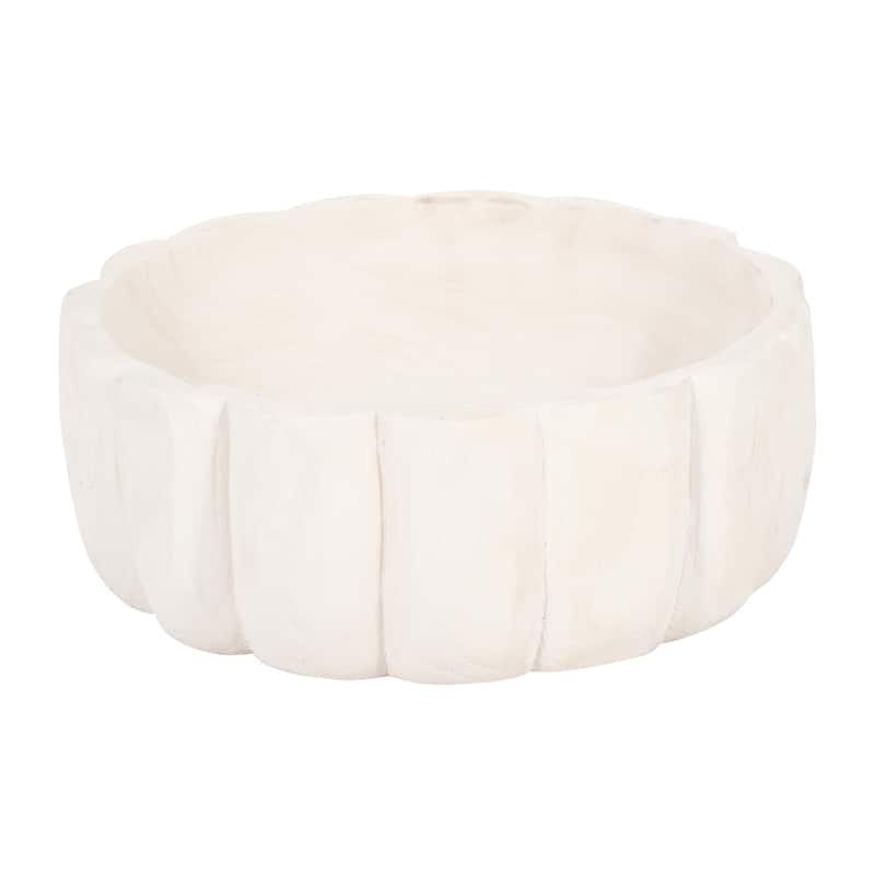 Sagebrook Home Carved Elemental Bowl, 9" Wood - Perfect for Interiors, Exquisite Centerpiece Bowl - 9" x 9" x 4"