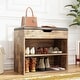 preview thumbnail 1 of 32, 24" Rustic Entryway Shoe Storage Bench Open Shelf (6 Pairs) Shoe Storage Cabinet